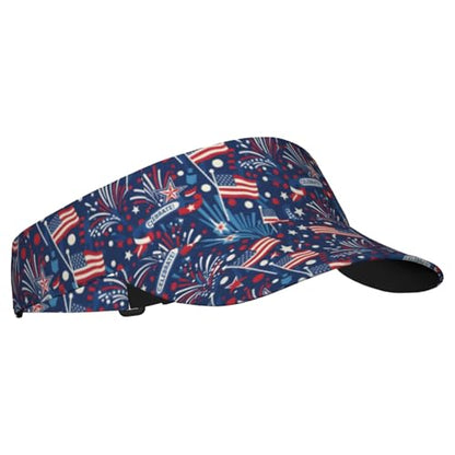 Adjustable Lightweight Open Top Sports Sun Visor Hat Cap for Golf Tennis - color: Patriotic Celebration