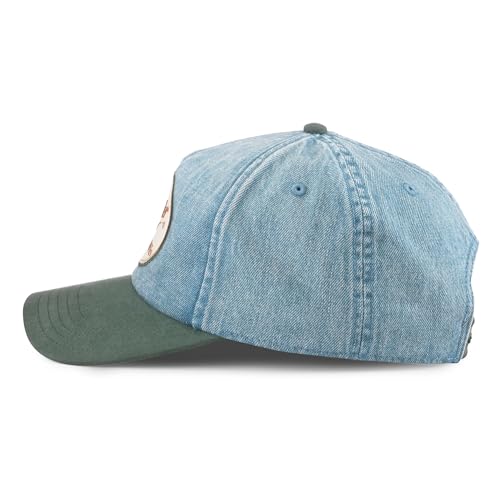 AMERICAN NEEDLE Miller High Life Beer Patch Unisex Adjustable Snapback Baseball Hat - color: Fulton (Medium Denim/Dark Green)
