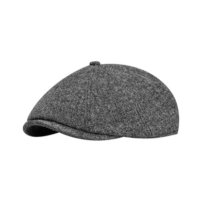 Men's Wool Blend Newsboy Cap Adjustable Gatsby Ivy Newsies Cabbie Hat Classic 8 Panel Tweed Flat Winter Hat - color: Plaid Darkgrey_2, size: Medium