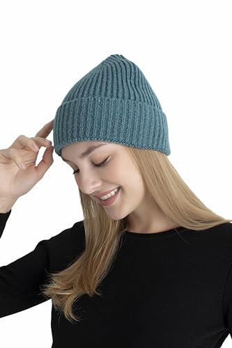 Seamless Beanie Cap, Acrylic Unisex Winter Beanie - color: Aqua