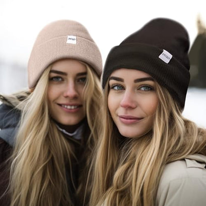 FEQO 4 Pack Satin Lined Winter Beanie Hats Soft Silk Lined Beanies - color: Black, White, Light Gray, Oatmeal
