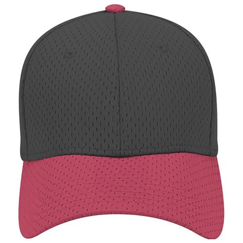 Ashen Fane 6 Panel Polyester Pro Mesh Low Profile Baseball Cap - color: Red Black