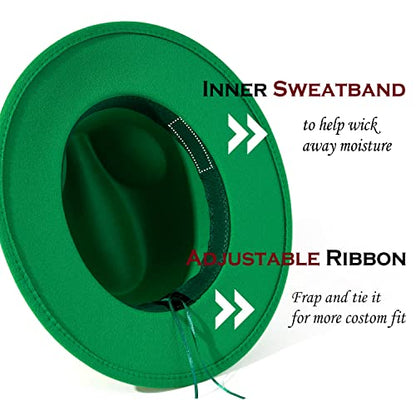 Lisianthus Women Belt Buckle Fedora Hat - color: Forest-green