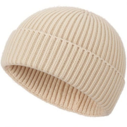 Wool Fisherman Beanies for Men Knit Fall Winter Beanie Hat Skull Cap - color: Beige