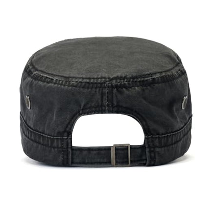 2 Pack Military Caps for Men Women, Washed Cotton Cadet Army Hats - color: Black+khaki