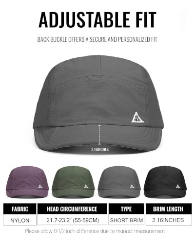 Croogo Short Brim Hat Quick Dry Baseball Cap 5 Panel Foldable Running Hat - color: Ddy1-gray