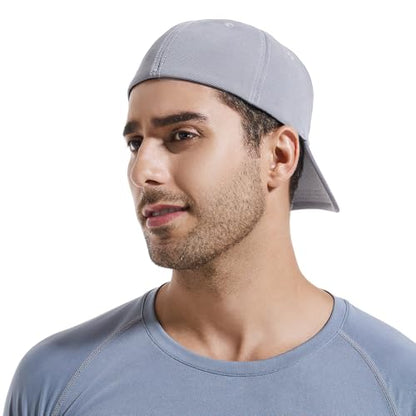 6 Panel Stretch Full Closed Baseball Caps Men's Blank Fitted Cap Curved Brim Elastic Closed Back Hat Q2426 - color: Grey