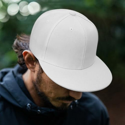 Snapback Hat Flat Bill Visor Hats Adjustable Hip Hop Baseball Cap for Women Men - color: White