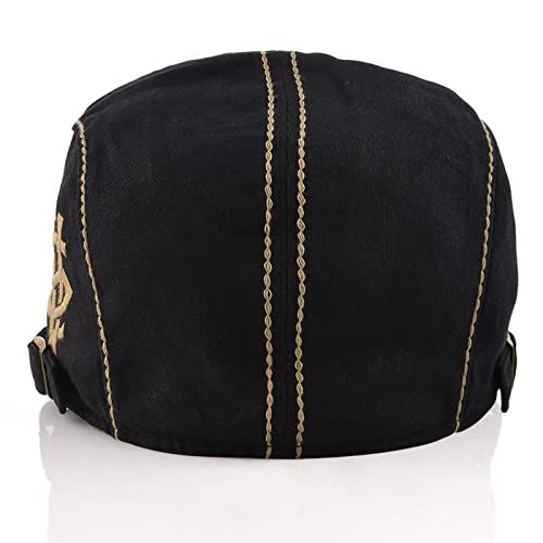 M MOACC Men Beret Hat Cotton Adjustable Newsboy Hats Cabbie Gatsby Cap Driving Flat Caps - color: Hat-t1-black(12489)