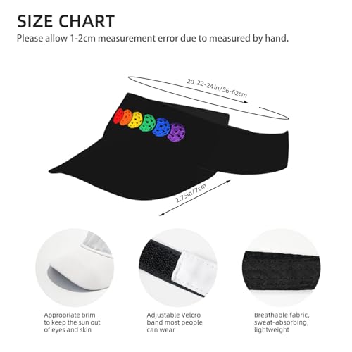 Embroidered Pickleball Visor Men Women,Gifts for Pickleball Lovers - color: Black, style: Rainbow Pickleball