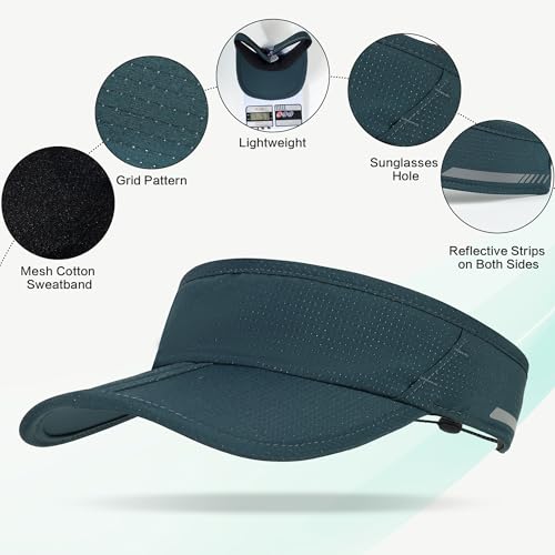 Sun Visor Caps Foldable Brim Adjustable Visor Hats for Women Men - color: 2# Teal