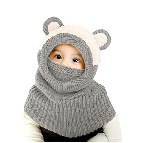 Baby Winter Hat Scarf Set, Unisex Infant Toddler Kids Hat Scarf - color: Grey Bear, size: 1-3T
