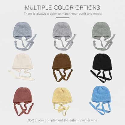 LumiSyne Winter Wool Knitted Hat Adjustable Drawstring Dual Purpose Earflap Hat and Knitted Bag Slouch Beanie Baggy Skull Cap - color: Blue