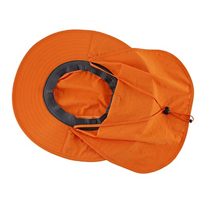Home Prefer Outdoor UPF50+ Mesh Sun Hat Wide Brim Fishing Hat with Neck Flap Sun Hat for Men Women - color: Orange