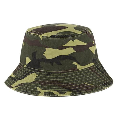 Ashen Fane Garment Washed Combed Cotton Twill Packable Lightweight Unisex Bucket Hat - color: Camo 1, size: Large