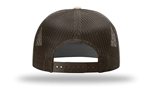 Richardson 168 168P Hat 7-Panel Trucker Cap Hi-Pro Snapback Cap Camo Hat Adjustable Baseball Hat Blank Hat Bulk Hats - color: Pale Khaki/Brown