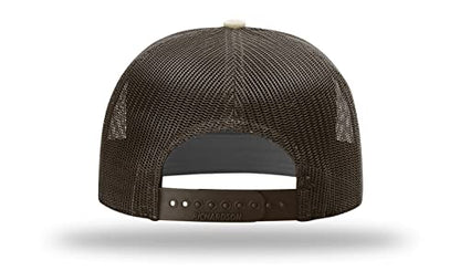 Richardson 168 168P Hat 7-Panel Trucker Cap Hi-Pro Snapback Cap Camo Hat Adjustable Baseball Hat Blank Hat Bulk Hats - color: Pale Khaki/Brown