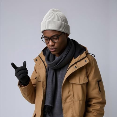 Winter Beanie Hats for Women Men Fleece Slouchy Knit Thick Beanies Warm Thermal Snow Ski Hat Gifts for Cold Weather - color: Light Grey