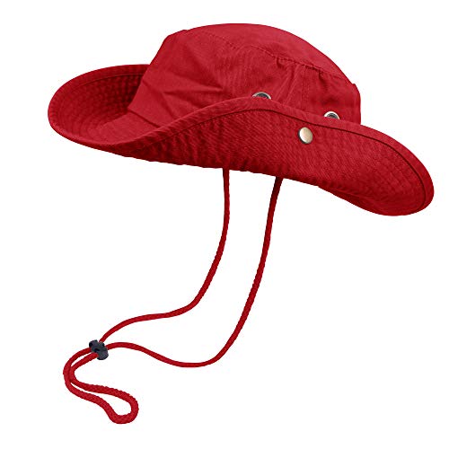 Bucket Hats with String Wide Brim Hiking Fishing UV Sun Protection Safari Unisex Boonie - color: Red, size: Large-X-Large