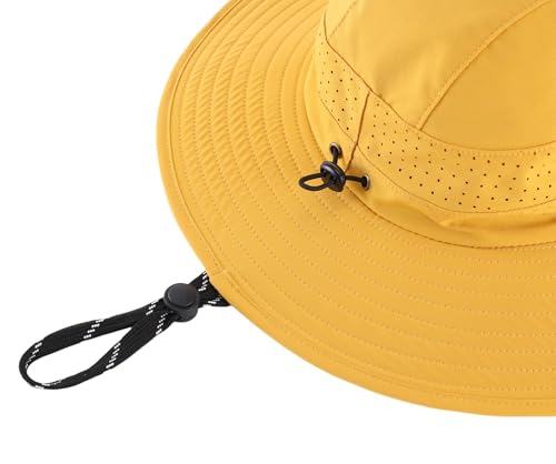 Connectyle UPF 50+ Wide Brim Sun Hat for Men Women UV Protection Bucket Hats Outdoor Breathable Safari Hat for Fishing Hiking - color: Turmeric Yellow