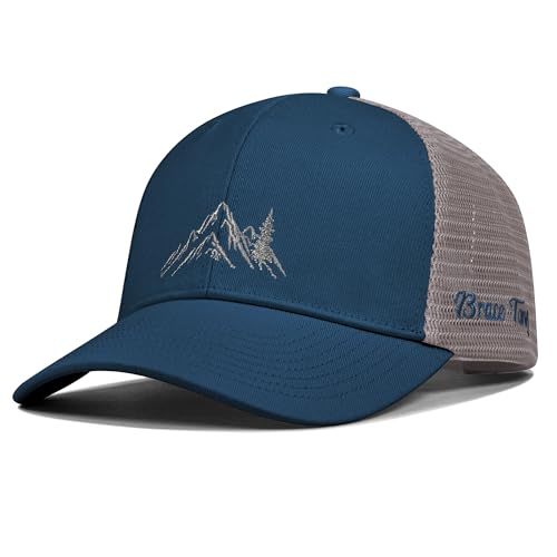 Mountain & Tree Outdoor Trucker Hat for Men Women, Embroidery Gift Baseball Cap for Hiking & Camping - color: 05.navy Blue-gray, size: X-Large