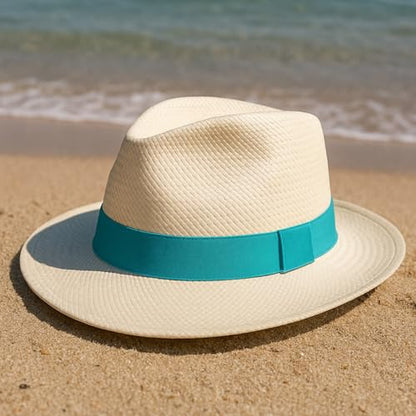 Gamboa Hatbands for Panama Hat Ribbon Hatband Cowboy Hats - color: Light Blue, size: X-Large