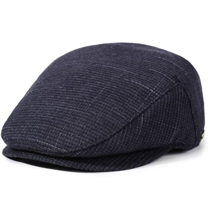 Men's Newsboy Hat with Earflaps Flat Ivy Caps Irish Cabbie Cap - color: Dark Square