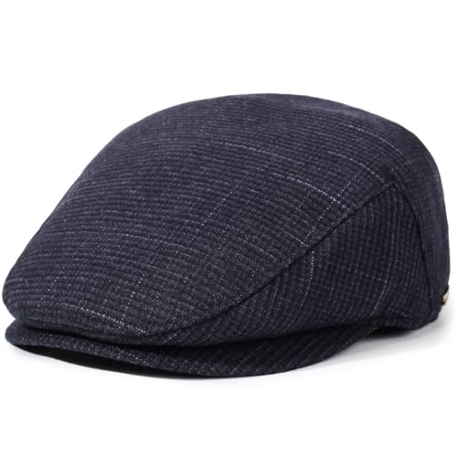 Men's Newsboy Hat with Earflaps Flat Ivy Caps Irish Cabbie Cap - color: Dark Square