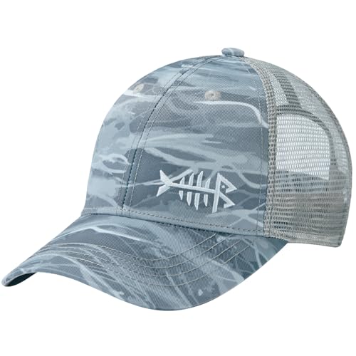 BASSDASH Altimate Fishing Hat Mesh Back for Men Women Adjustable Baseball Trucker Cap - color: Grey Camo