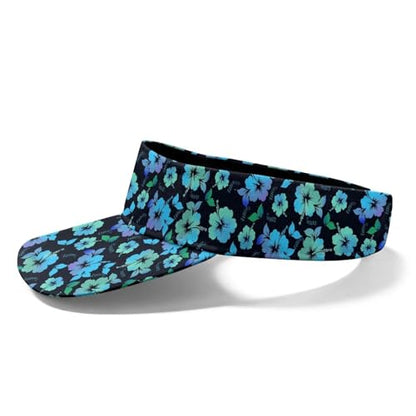 Cool Styles Sun Visor Hats 21.65~23.62 inches Adjustable Open-Top caps Quick-Dry Visor Cap - color: Blue Flowers