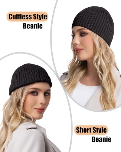 ROYBENS Wool Beanie for Men Women, Seamless Knit Warm Winter Hat Skull Caps - color: 1pcs-dark Gray