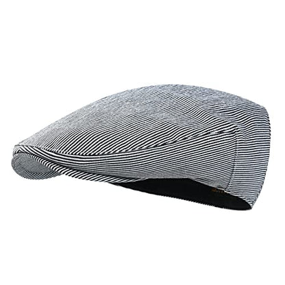STARANCE Men Thin Cotton Gatsby Newsboy Cap - color: Black Stripe, size: 7 1/2