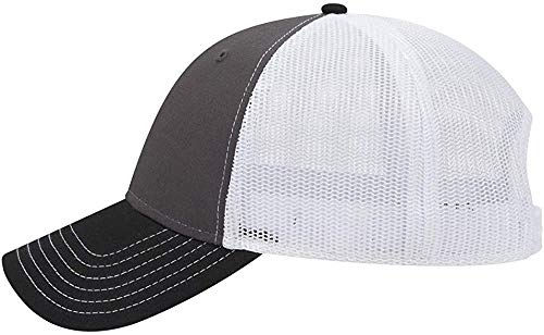 Ashen Fane 6 Panel Low Profile Contrast Vertical Mesh Back Snapback Hat - color: Blk/Ch.gry/Wht