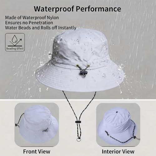 Honnesserry Bucket Hats for Woman Men Outdoor UV Sun Protection Hat Nylon - color: Light Grey