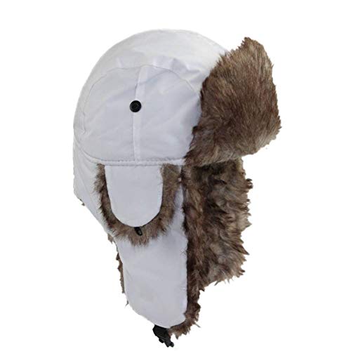 ASWER Trapper Warm Russian Trooper Hat Winter Skiing Cap Women Men Windproof - color: White