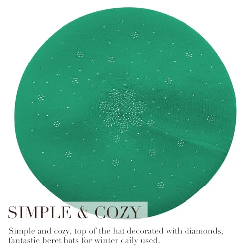 Sumolux Women Beret Hat French Beret Beanie Cap Classic Solid Color - color: Green, size: One Size