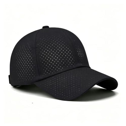Quick Dry Baseball Cap with Adjustable Strap - color: Black