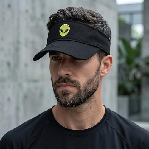 Embroidered Adjustable Sun Visor for Women Men Outdoor Golf Tennis - color: Alien/Black