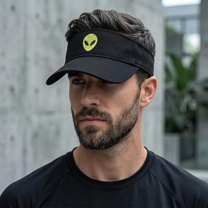 Embroidered Adjustable Sun Visor for Women Men Outdoor Golf Tennis - color: Alien/Black