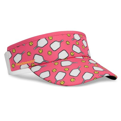 Headsweats Unisex Adult Lightweight Performance Running Sun Visor - color: Pink/Pickleball Paddles