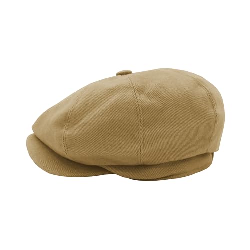 Newsboy Hats for Men Flat Cap Cotton Caps for Men Classic 8 Panel Ivy Hat Driver Cap for Women (Cotton, Denim) - color: Khaki