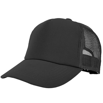 Gelante Polyester Foam Front, Mesh Back 5 Panel Sublimation Trucker Baseball Cap Snapback Hat - color: Black