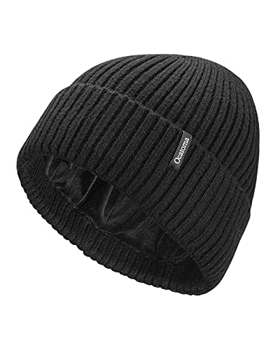 Ocatoma Beanie for Men Women Warm Winter Knit Cuffed Soft Ski Hats Unisex - color: Black