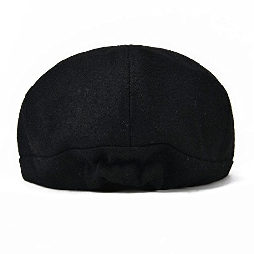 VOBOOM Men Wool Blend 8 Panel Newsboy Cap Tweed Hat - color: Black