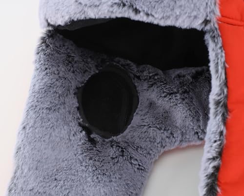 Connectyle Men's Trapper Hat with Faux Fur Linning Eskimo Windproof Winter Warm Hats Ushanka Hunting Hat - color: Orange