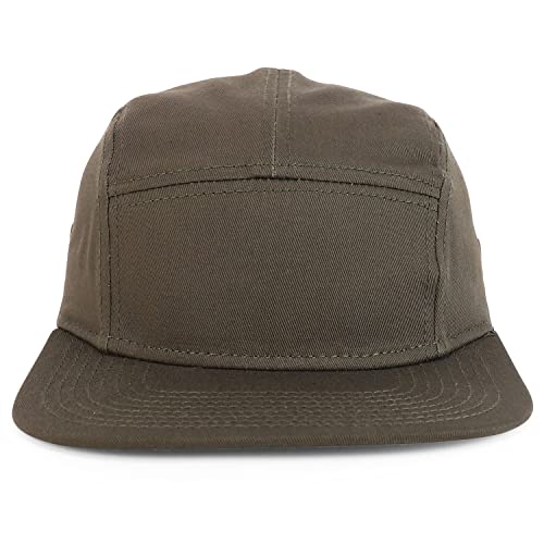 Armycrew 5 Panel Structured Firm Front Camper Snapback Cap - color: Dark Olive