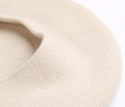 Sumolux Women Beret Hat French Wool Beret Beanie Cap Classic Solid Color - color: Beige, size: One Size