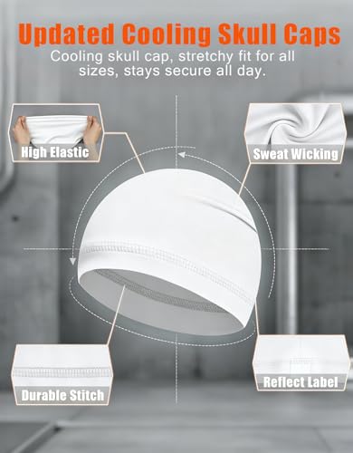 Sweat Wicking Skull Caps Cooling Helmet Liner Hat Running Beanie Cycling Skullcap Sleeping Cap for Men Women - color: White Sets