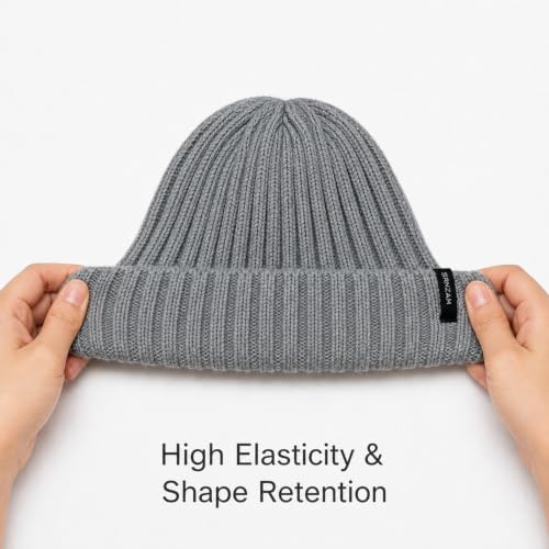Winter Hats for Women Men Fleece Lined Ribbed Knit Beanie - color: Grey