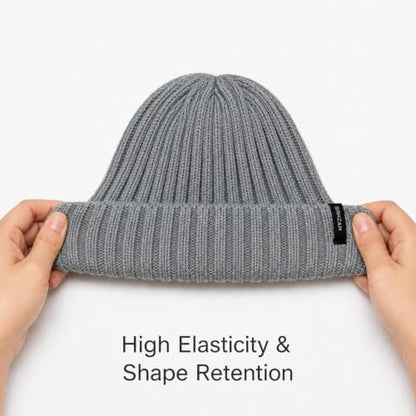 Winter Hats for Women Men Fleece Lined Ribbed Knit Beanie - color: Grey